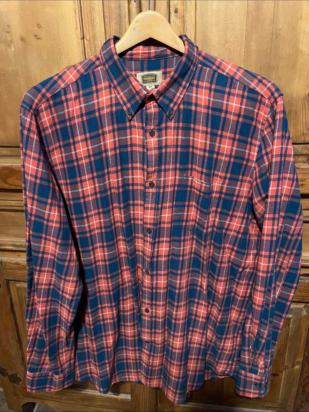 The Foundry Supply Co. Plaid Button-Down Shirt 100% Cotton Flannel NWOT